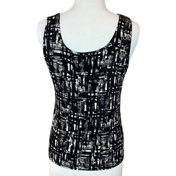 Chicos Travelers Black & White Abstract Sleeveless Scoop Neck Tank Small - Picture 4 of 7